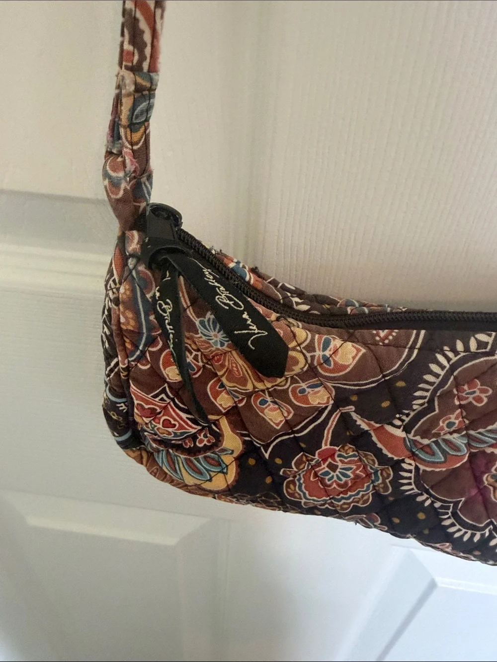 Vera Bradley Kensington Brown Paisley Quilted Crossbody with Teal & Rust Accents